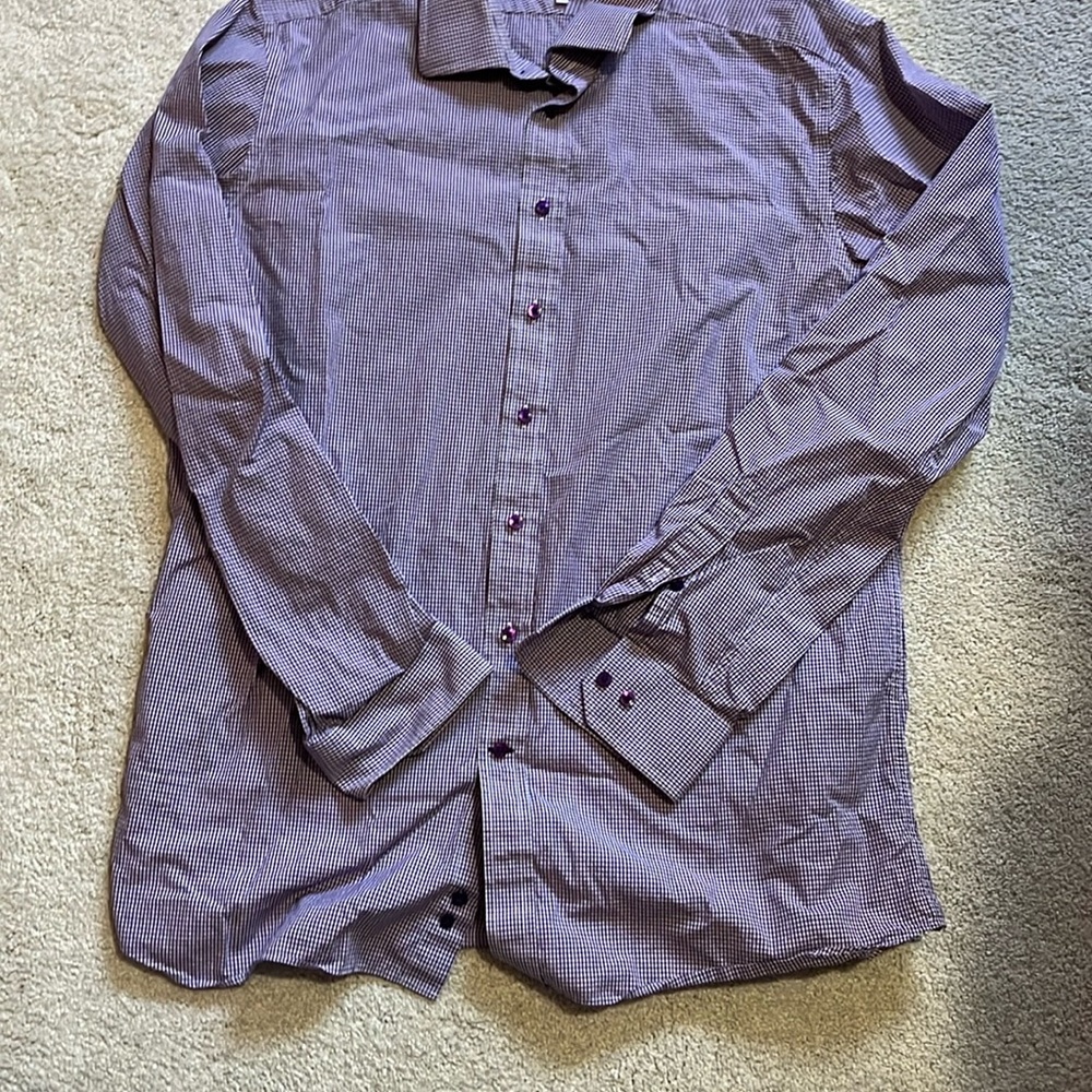 Harry Rosen purple small gingham slim fit
